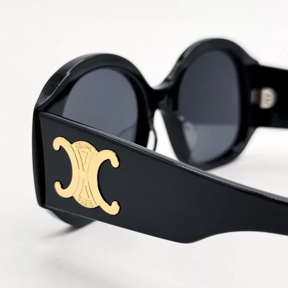 NEW CELINE SUNGLASSES, WOMEN BLACK OVERSIZED EYEWEAR CELINE CL40305U 01A Celine Maxi Triomphe Cl40305u Women Black Round Sunglasses  main image 4